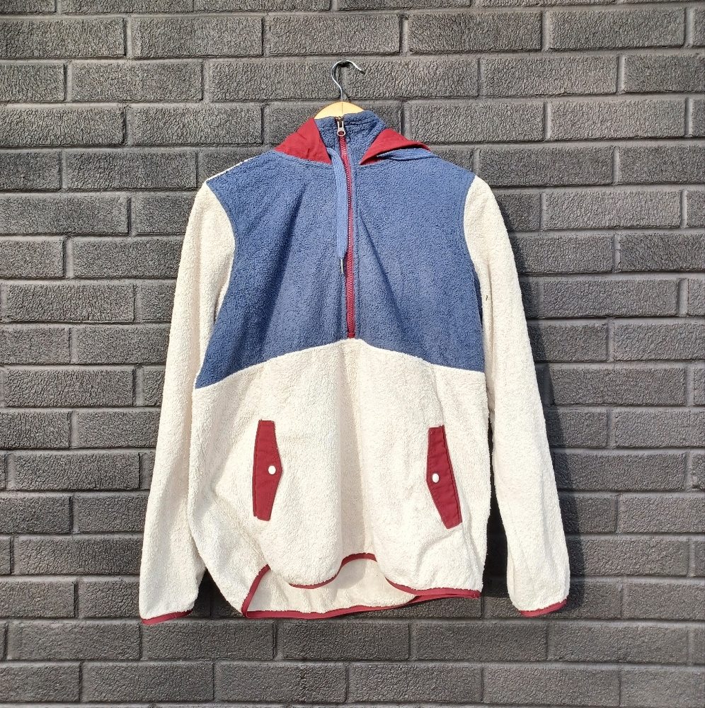 Vintage Marmot Half-zip Hooded Fleece Jacket with Kangaroo Pocket Size L…